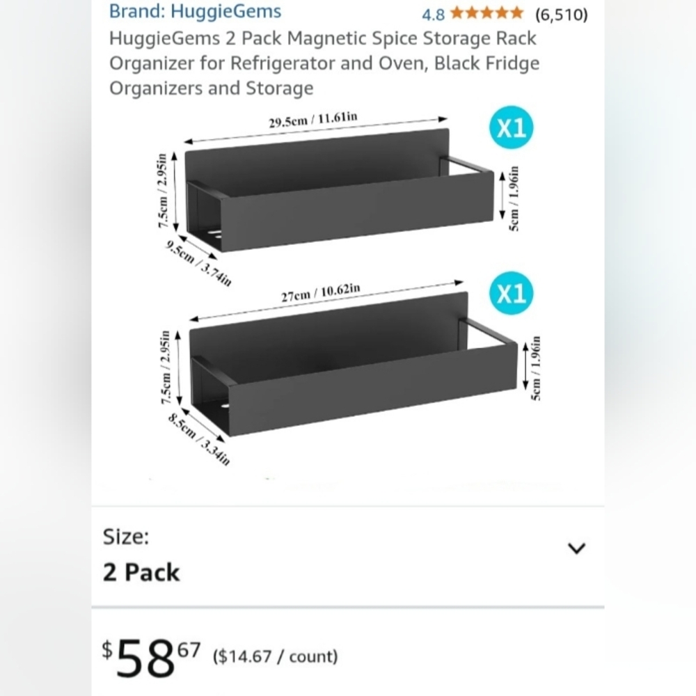 NWT 2 Pack Magnetic Spice Storage Rack Set - Picture 4 of 11